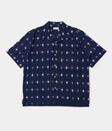 UNIVERSAL WORKS CAMP SHIRT SQUARE IKAT P34073 INDIGO - Shoelosophy
