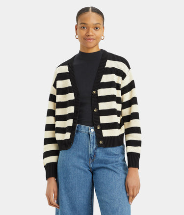LEVI'S ウィメンズ スノーフレーク カーディガン A8728-0007 バタフライ ストライプ キャビア - Shoelosophy