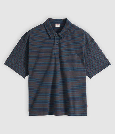 LEVI'S FINN BOXY POCKET POLO 008F5-0003 HARDAKER STRIPE NIGHTFALL NAVY