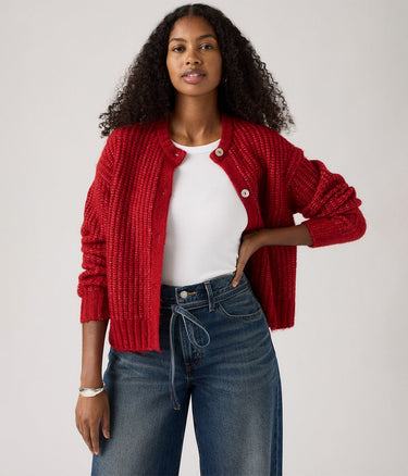 LEVI'S WOMENS LUNA SHELL BUTTON CARDIGAN 0038F-0004 RHYTHMIC RED - Shoelosophy