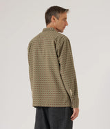 UNIVERSAL WORKS CAMP SHIRT 33750 OSCAR COTTON JACQUARD OLIVE - Shoelosophy