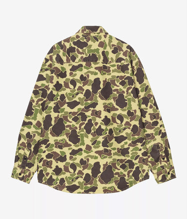 CARHARTT WIP DUCK SHIRT I033769 CAMO DUCK GREEN STONE WASHED - Shoelosophy