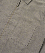 UNIVERSAL WORKS BRUSHED FLANNEL ZIP SHIRT 33561 BROWN HEATHER - Shoelosophy