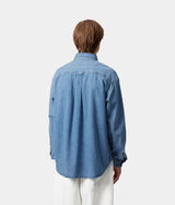 CARHARTT WIP LUCAS SHIRT L/S I034525 BLUE STONE WASHED - Shoelosophy