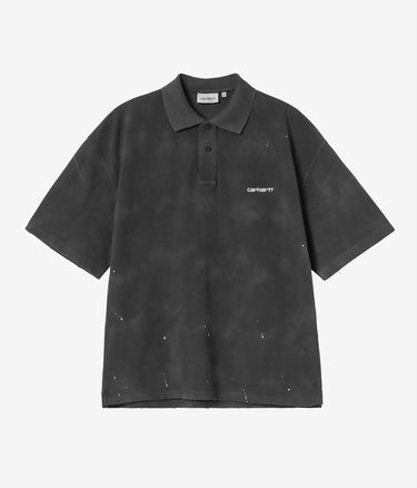 CARHARTT WIP PAINTER POLO I036856 BLACK DESTROY WASH SPLATTER - Shoelosophy