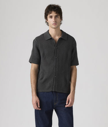 LEVI'S SWEATER CAMP SHIRT 0013G-0004 DARK PHANTOM CROCHET POINTELLE - Shoelosophy