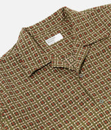 UNIVERSAL WORKS CAMP SHIRT 33750 OSCAR COTTON JACQUARD OLIVE - Shoelosophy