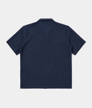 UNIVERSAL WORKS ROAD SHIRT 34605 SEERSUCKER NAVY - Shoelosophy