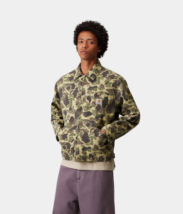 CARHARTT WIP DUCK 디트로이트 재킷 I034281 CAMO DUCK 그린 스톤 워시드 - 신발염증