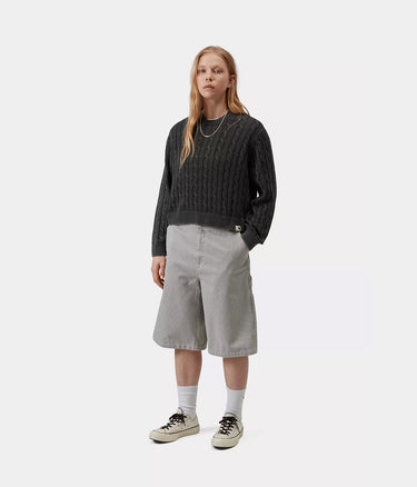 CARHARTT WIP WOMENS CARTER SWEATER I036394 BLACK GARMENT DYED - Shoelosophy