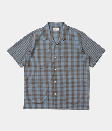 UNIVERSAL WORKS SUMMER OVERSHIRT P34036 PALE BLUE CHECK - Shoelosophy