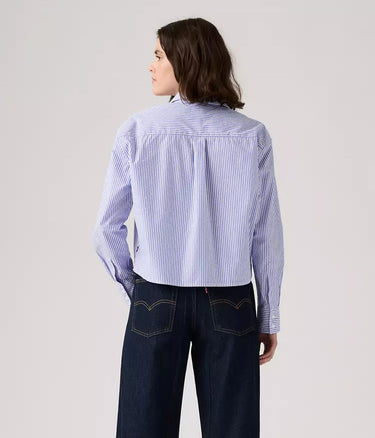 LEVI'S WOMENS CROPPED HARLIE SHIRT 003P2-0000 BRONKI STRIPE AMPARO BLUE SHIRT WOMEN - Shoelosophy