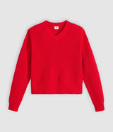 LEVI'S WOMENS REESE V NECK SWEATER 0037O-0000 TRUE RED - Shoelosophy