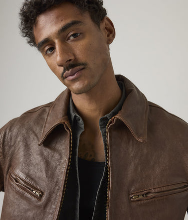 LEVI'S CORONA HEIGHT LEATHER JACKET 005BO-0000 WORN SEPHIA BROWN - Shoelosophy