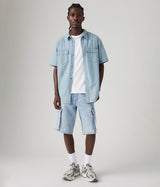 LEVI'S 478 BAGGY CARGO SHORTS 001GU-0004 BLUE STONE WASHED JORTS MAN - Shoelosophy