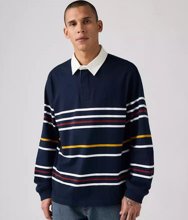 LEVI'S UNION RUGBY POLO A4845-0033 NAVY BLAZER THEO STRIPES - Shoelosophy