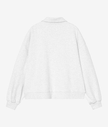 CARHARTT WIP WOMENS BRENTA POLO SWEATSHIRT I036291 ASH HEATHER HEAVY STONE WASHED - Shoelosophy