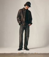 LEVI'S CLAYTON LEATHER AVIATOR JACKET 003AU-0000 BROWN LEATHER BRACKEN - Shoelosophy