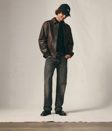 LEVI'S CLAYTON LEATHER AVIATOR JACKET 003AU-0000 BROWN LEATHER BRACKEN - Shoelosophy