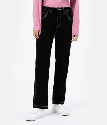 DICKIES 여성 ELLENDALE 데님 린스드 블랙 여성 작업 바지 - Shoelosophy