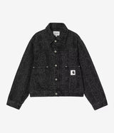CARHARTT WIP WOMENS BELMAR JACKET I036595 SNAKE CAMO BLACK HEAVY STONE WASHED - Shoelosophy