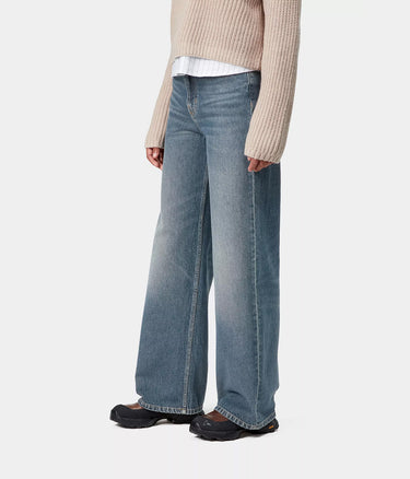 CARHARTT WIP WOMENS JANE PANT I030497 BLUE DARK USED WASH - Shoelosophy
