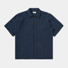 UNIVERSAL WORKS SS FATIGUE SHIRT CHESTER STRIPE P34050 NAVY - Shoelosophy
