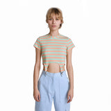 THE RAGGED PRIEST LOITERER TEE 01060JS STRIPE RIB RINGER STRAP DETAIL - Shoelosophy