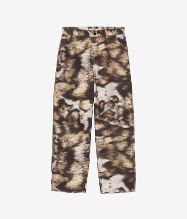 CARHARTT WIP WOMENS BRANDON SINGLE KNEE PANT I034880 WILD DOG PRINT STONE WASHED - Shoelosophy