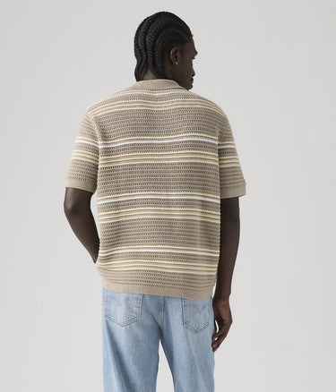 LEVI'S LAGUNA SWEATER POLO 0059K-0001 TERRACE STRIPE VINTAGE KHAKI - Shoelosophy