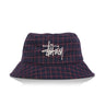 STUSSY BASIC PLAID BUCKET HAT 1321025 NAVY - Shoelosophy