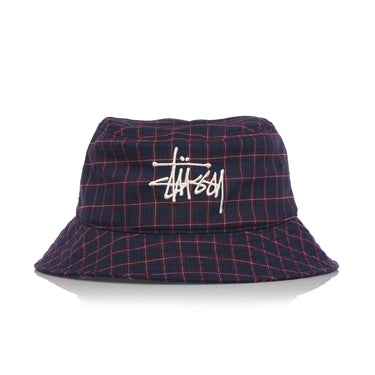 STUSSY BASIC PLAID BUCKET HUT 1321025 NAVY - Shoelosophy