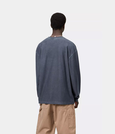 CARHARTT WIP 루즈 포켓 티셔츠 I036862 다크 네이비 가먼트 다이 긴팔 - Shoelosophy