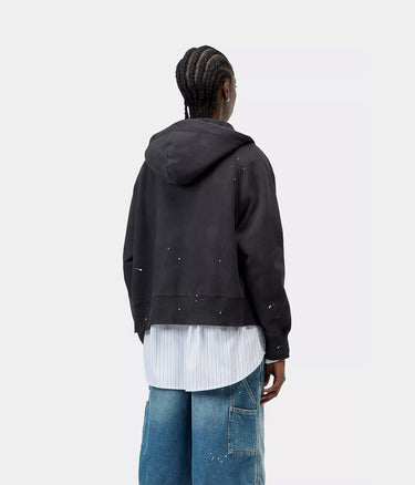 CARHARTT WIP DAMEN HOODED PAINTER JACKET I036842 SCHWARZ DESTROY WASH SPLATTER - Shoelosophy