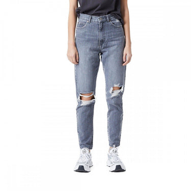 DR DENIM NORA 2020103 176 MOM JEANS 여성 워시드 그레이 찢어진 - Shoelosophy