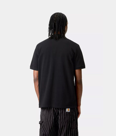 CARHARTT WIP CHASE PIQUE POLO I023807 BLACK - Shoelosophy