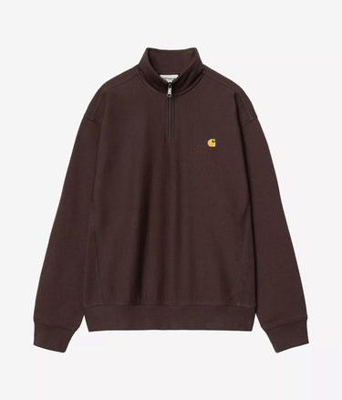 CARHARTT WIP HALF ZIP AMERICAN SCRIPT SWEATSHIRT I027014 PALISANDER - Shoelosophy