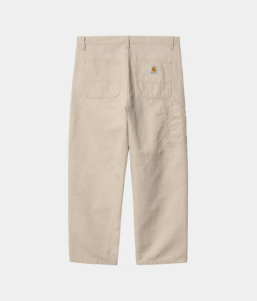 CARHARTT WIP WALTER DOUBLE KNEE PANT I033580 COTTON LINEN NATURAL RINSED - Shoelosophy