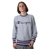 CHAMPION REVERSE WEAVE CREWNECK 211685 EM004 GRAU LILA - Shoelosophy