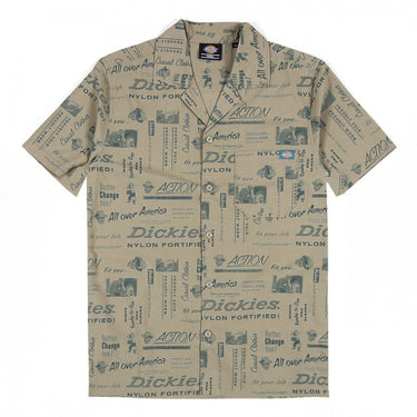 DICKIES PILLAGER SHIRT KHAKI ALLOVER PRINT CAMICIA UOMO - Shoelosophy