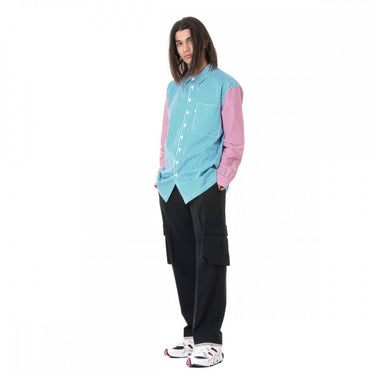 BONSAI L/S 줄무늬 셔츠 SH056 블루 푸시아 MADE IN ITALY 남성용 줄무늬 셔츠 - Shoelosophy