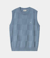 CARHARTT WIP WOMENS CHECKER VEST SWEATER I034544 FROSTED BLUE - Shoelosophy