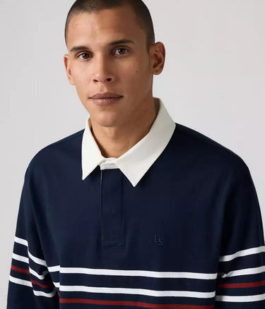 LEVI'S UNION RUGBY POLO A4845-0033 NAVY BLAZER THEO STRIPES - Shoelosophy