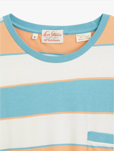 LEVI'S VINTAGE CLOTHING 1940'S SPLIT HEM TEE SUNSET ORANGE BLUE - Shoelosophy