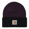 CARHARTT WIP TRIPLE BEANIE I029489 TAWNY DARK IRIS BLACK - Shoelosophy