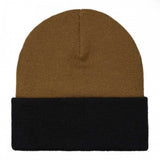 CARHARTT WIP TRIPLE BEANIE I029489 TAWNY DARK IRIS BLACK - Shoelosophy