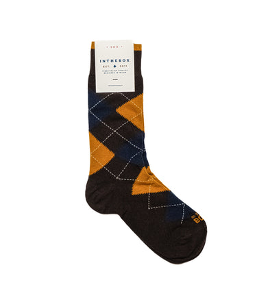 IN DER BOX ARGYLE-SOCKEN AUS BAUMWOLLE, MILITÄRGRÜN, DUNKELGELB, HERGESTELLT IN ITALIEN – Shoelosophy