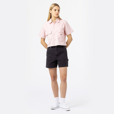 DICKIES WOMENS DUCK CANVAS SHORT STONE WASHED BLACK - Shoelosophy