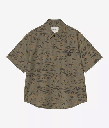 CARHARTT WIP DAMEN TRAVON HEMD I036794 ENTENFEDERDRUCK ZYPRESSE SCHWARZ