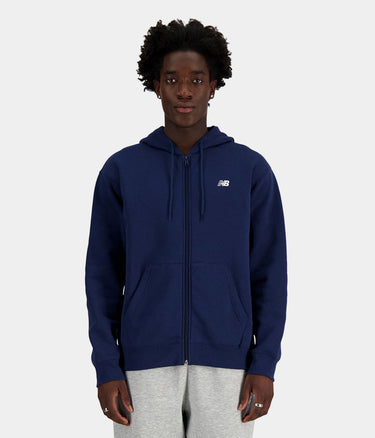 NEW BALANCE FLEECE HOODED SWEATSHIRT JACKET MJ41502NNY NAVY - Shoelosophy